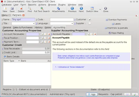Contextual help for a field