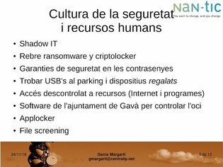 Cultura de la seguridad y recursos humanos (Catalán)